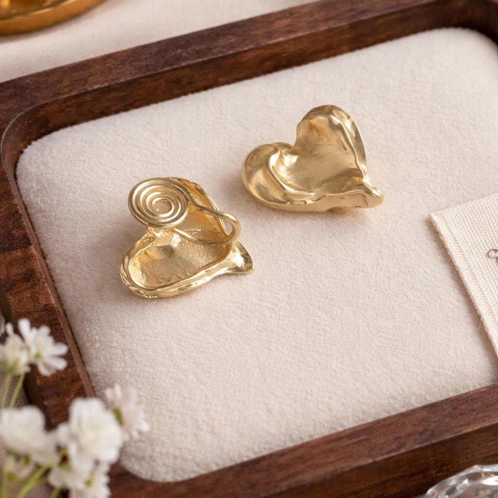 Molten Heart Clip-On Earrings