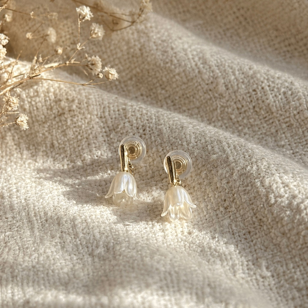 Tulip Pearl Clip-On Earrings