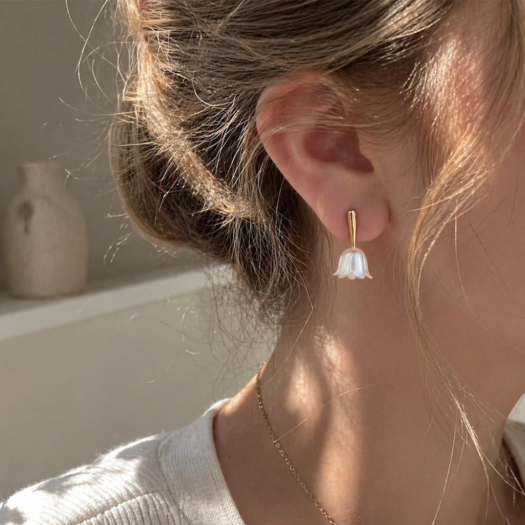 Tulip Pearl Clip-On Earrings